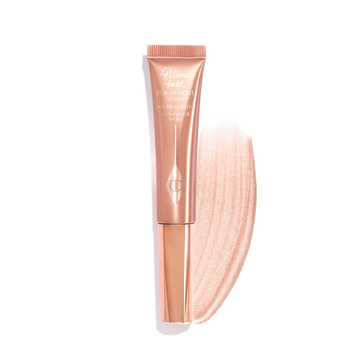 Charlotte Tilbury Pillow Talk Beauty Light Wand close-up for precise glow on cheeks.
