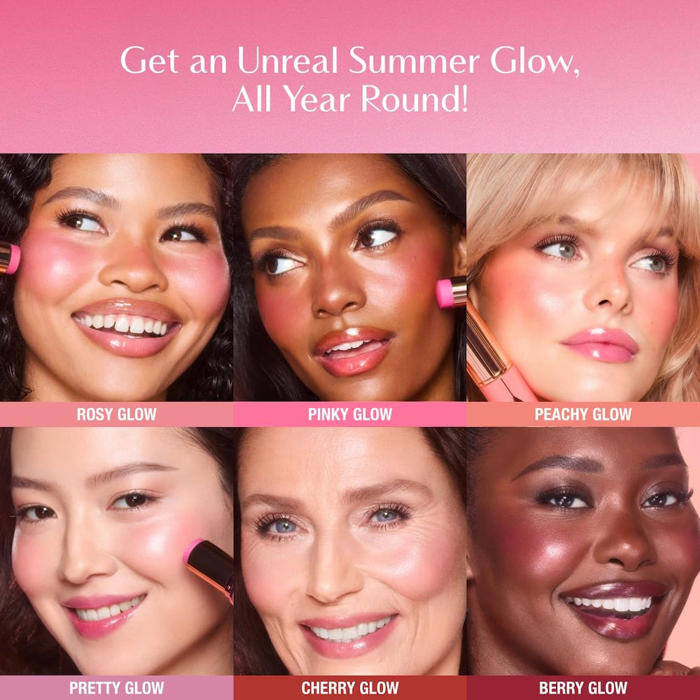 Charlotte Tilbury Unreal Peach Glow swatch shows warm sun-kissed flush.