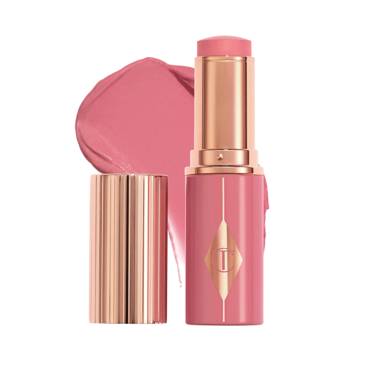 Charlotte Tilbury Unreal Healthy Glow Blush Stick Rosy Glow close-up for luminous cheeks