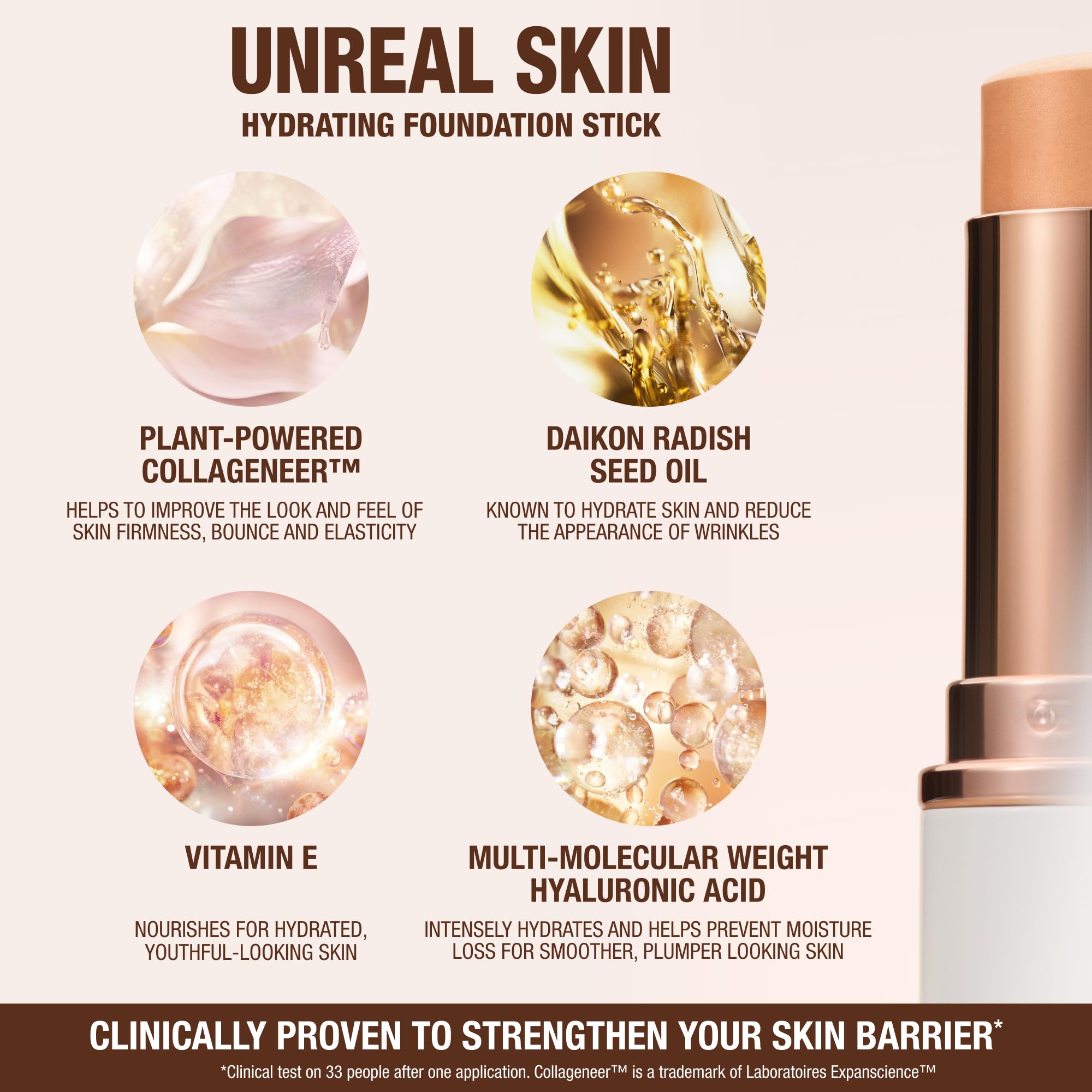 Charlotte Tilbury Unreal Skin Tint hydrating texture demonstrates long-lasting moisture.