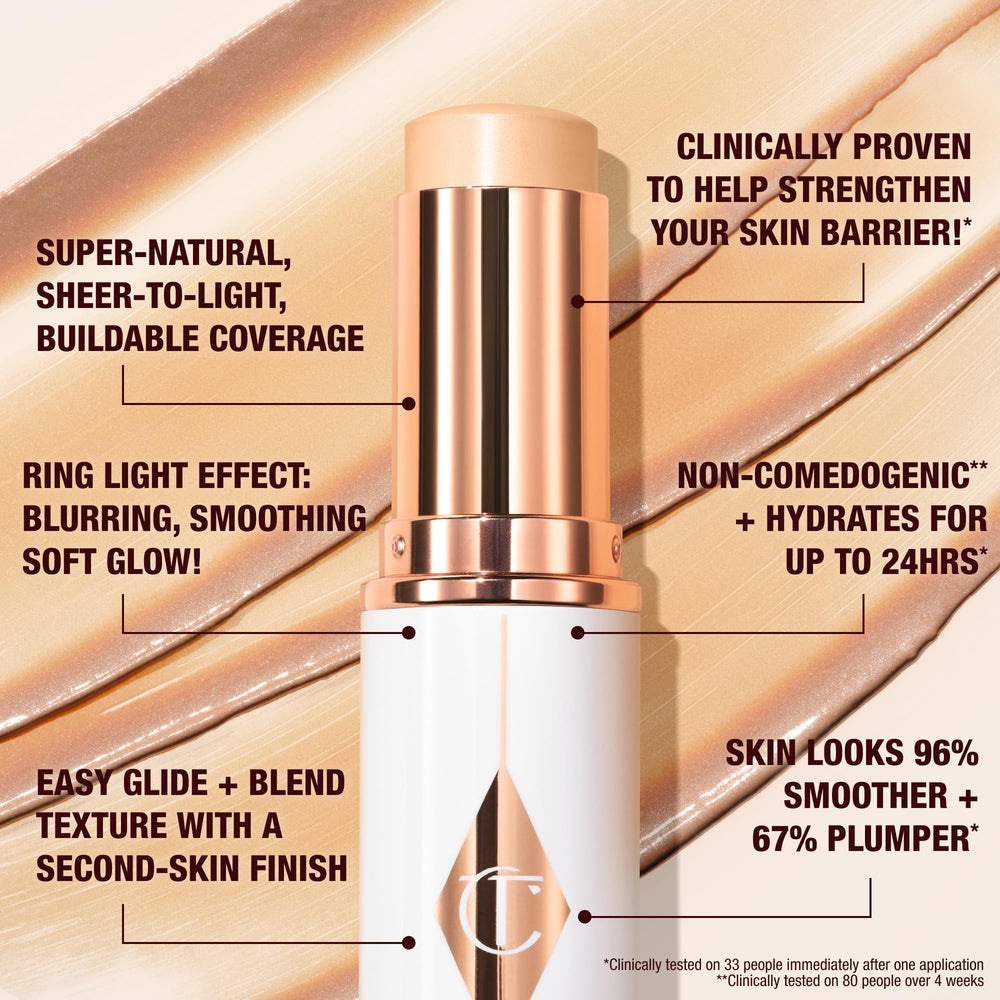 Charlotte Tilbury Unreal Skin Tint Stick glow finish for radiant skin