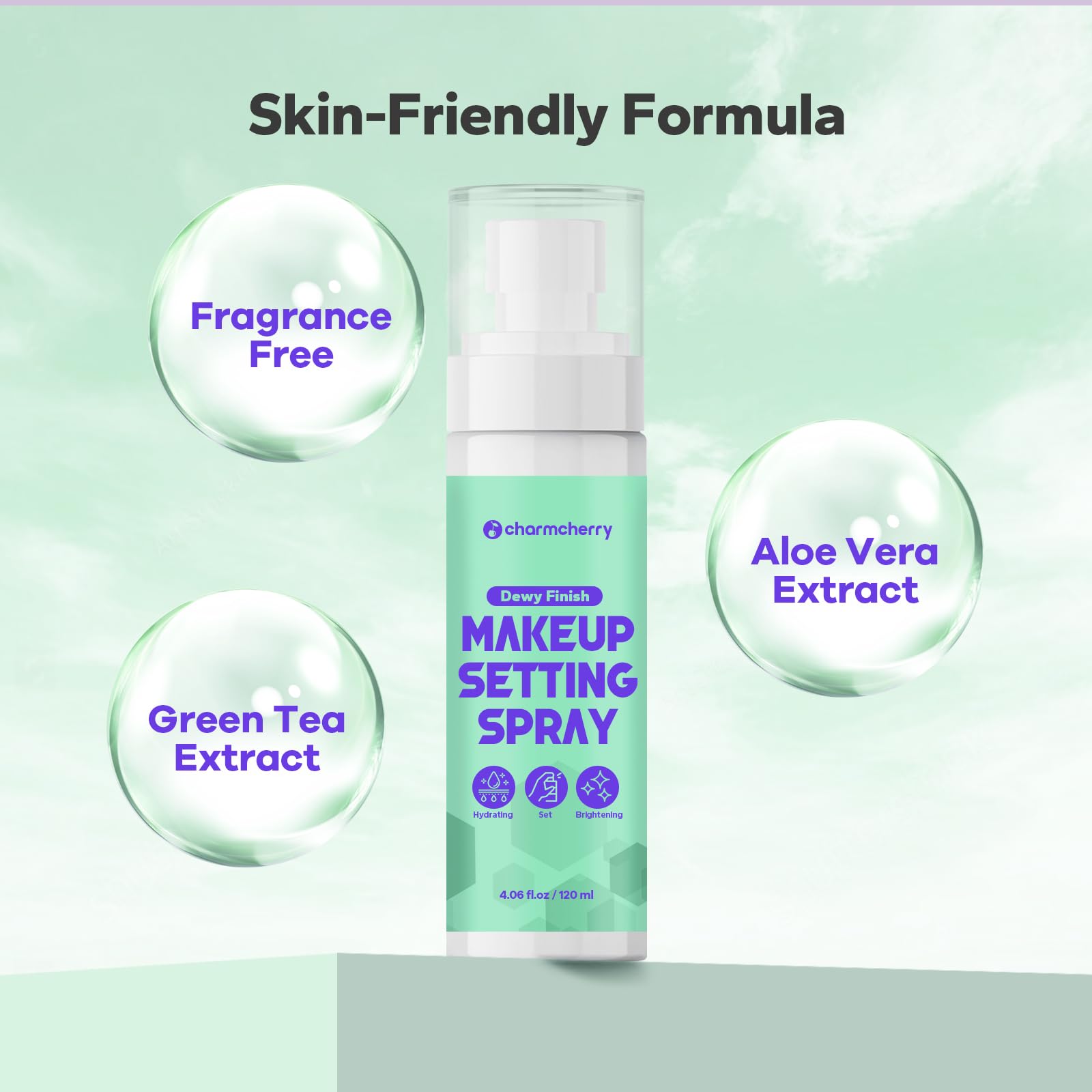 CharmCherry green tea extract provides antioxidant support while setting makeup