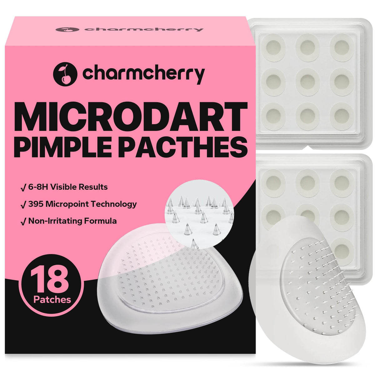 CharmCherry pimple patch on skin, discreet and comfortable for daily wear.