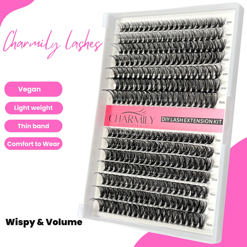 Charmily 280 wispy clusters in 40D/50D mix for customizable fullness.