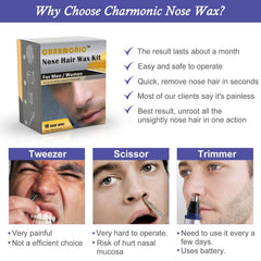 Charmonic Nose Wax Kit nostril application showing simple, safe hair removal.