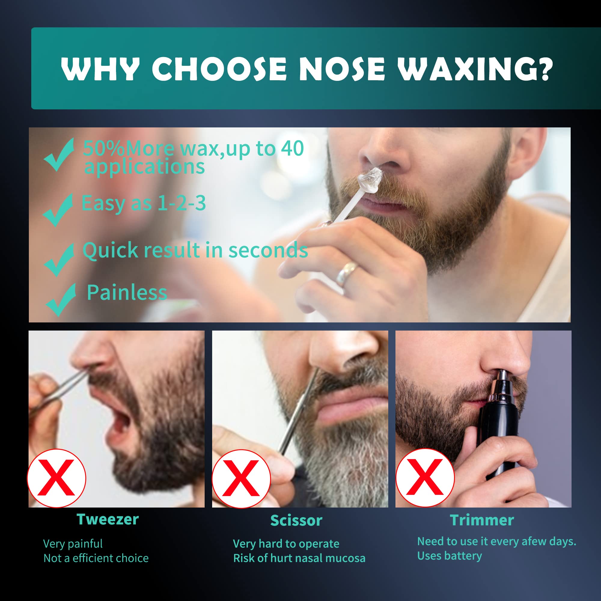 Charmonic nose wax stick with engraved handle improves control during use