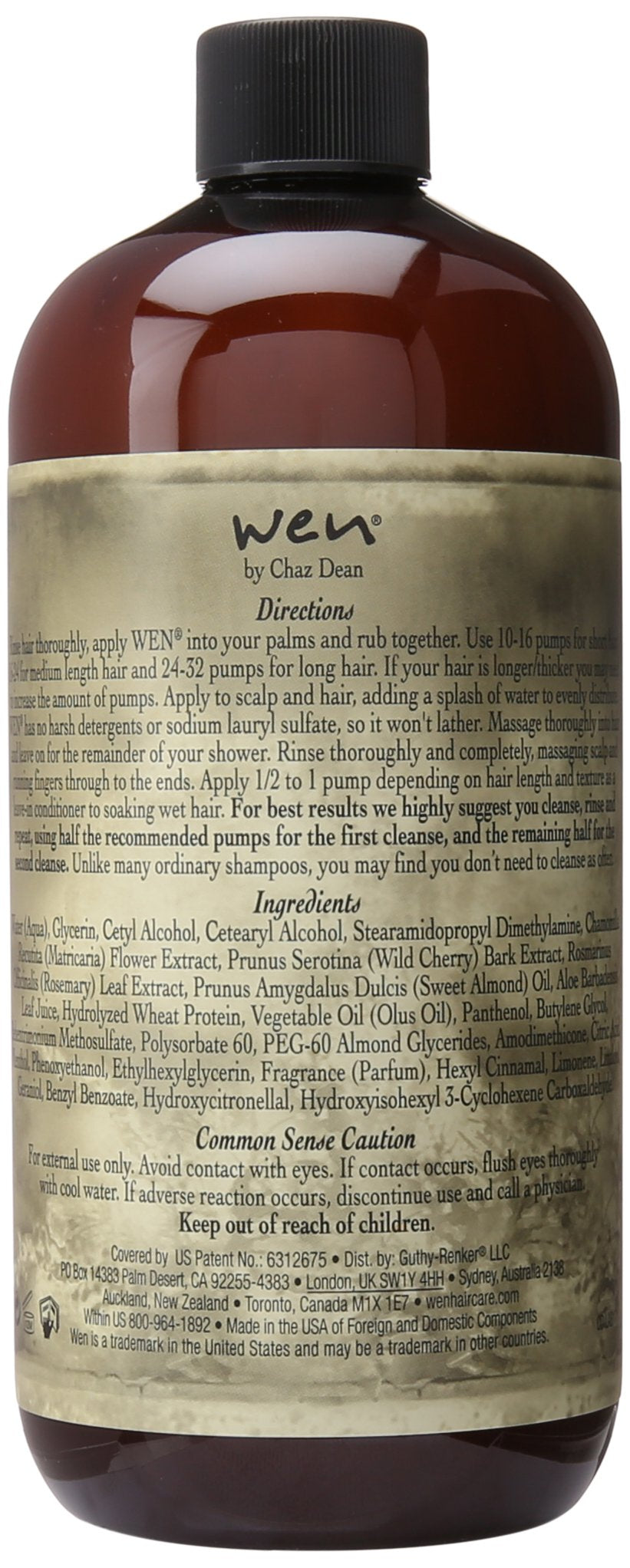 Chaz Dean Wen Sweet Almond Mint bottle pour enabling light cleansing without stripping oils