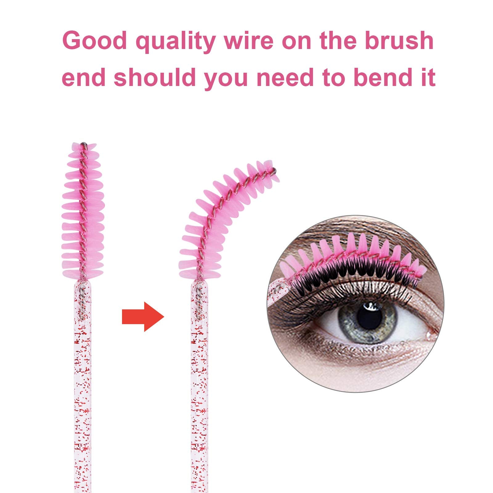 CHEFBEE flexible brush head for precise lash grooming at multiple angles.