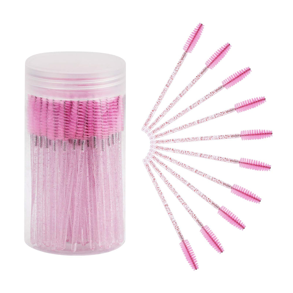 CHEFBEE lash brush with pink container for tidy on-the-go lash care.