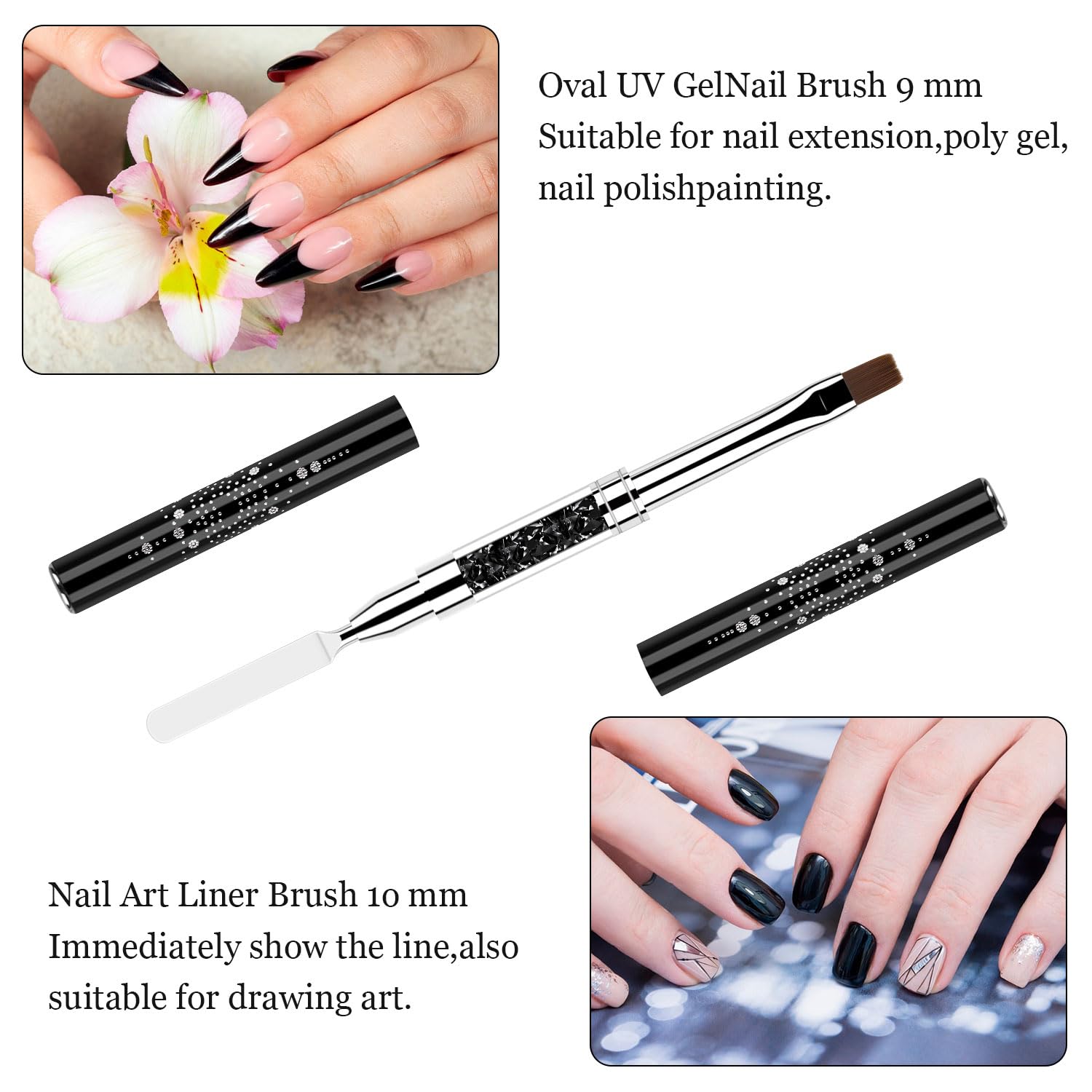 Chemailon metal handle and nylon bristles for consistent gel application.