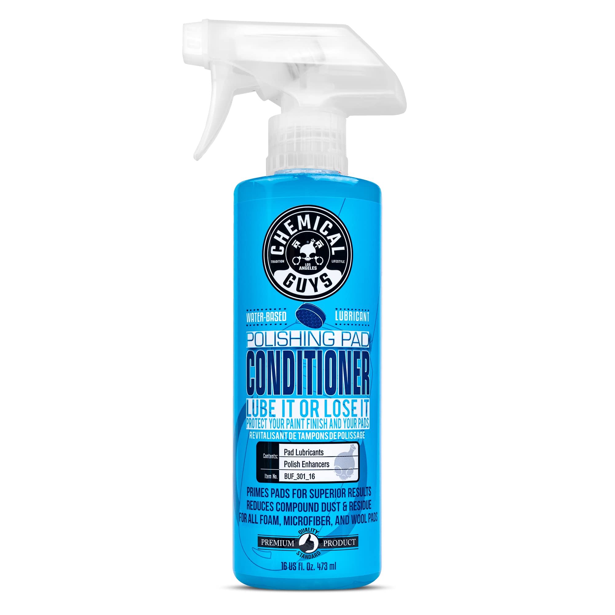 Chemical Guys acondicionador para almohadillas de pulido; mejora absorción y reduce fricción.