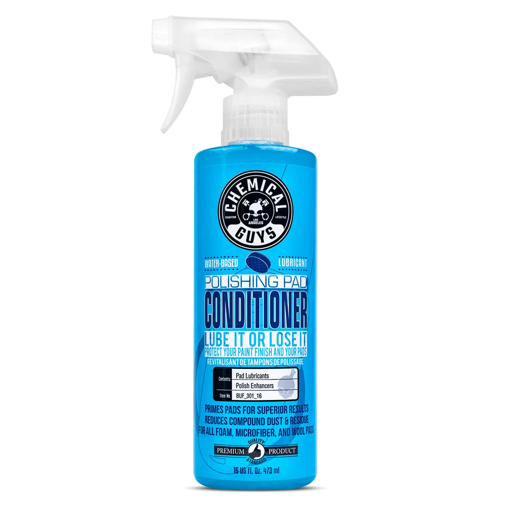 Chemical Guys acondicionador para almohadillas de pulido; mejora absorción y reduce fricción.
