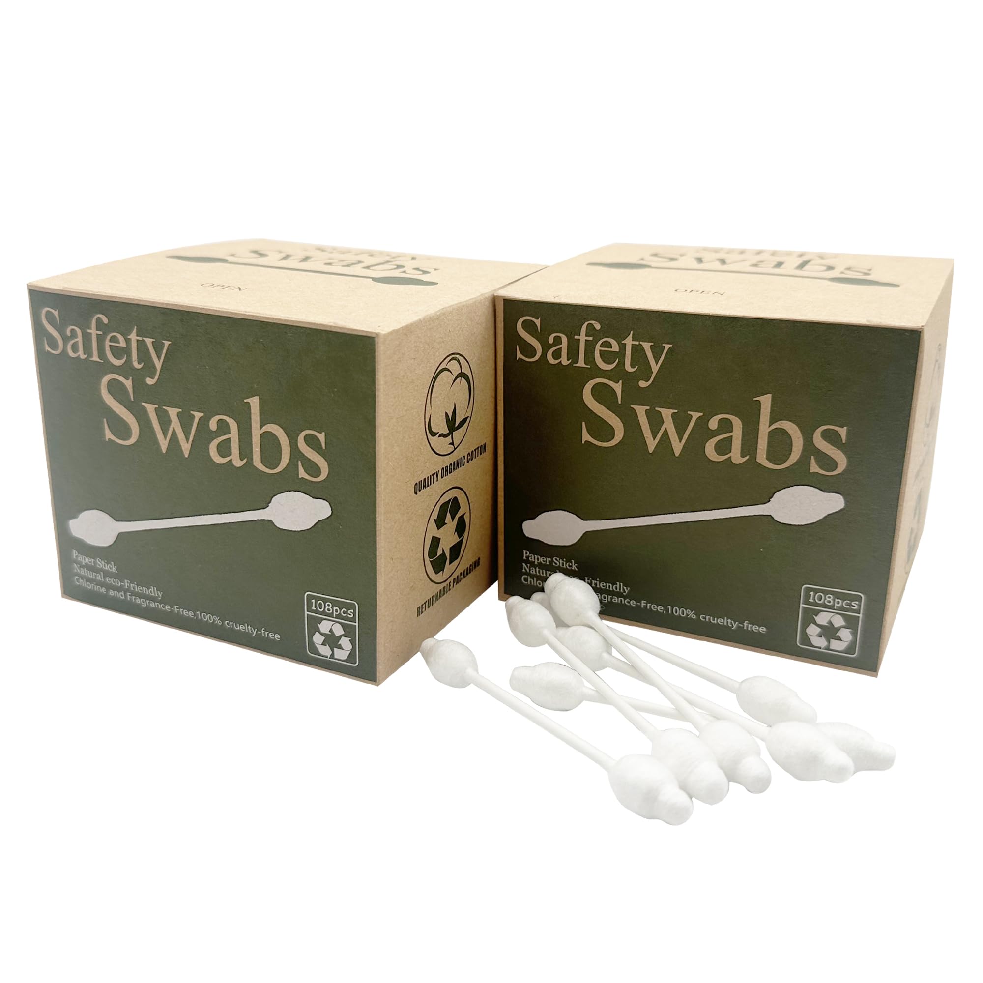 Chenchenchen 2-pack safety cotton swabs in package for easy daily use