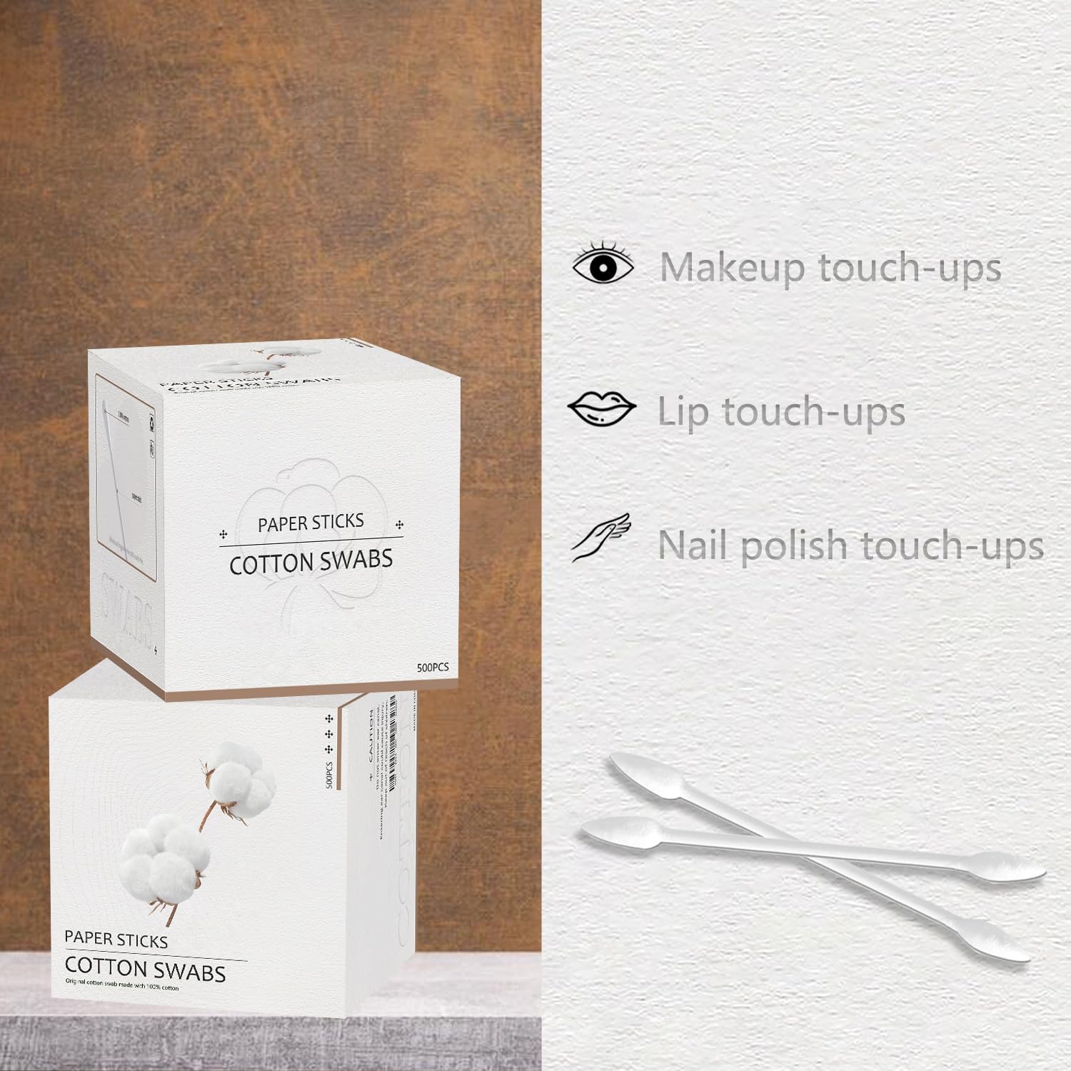 Chenchenchen 3-inch double-pointed swabs for flexible makeup access.