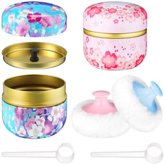 CHENGU powder puff and container set in white and pink for easy powder application
