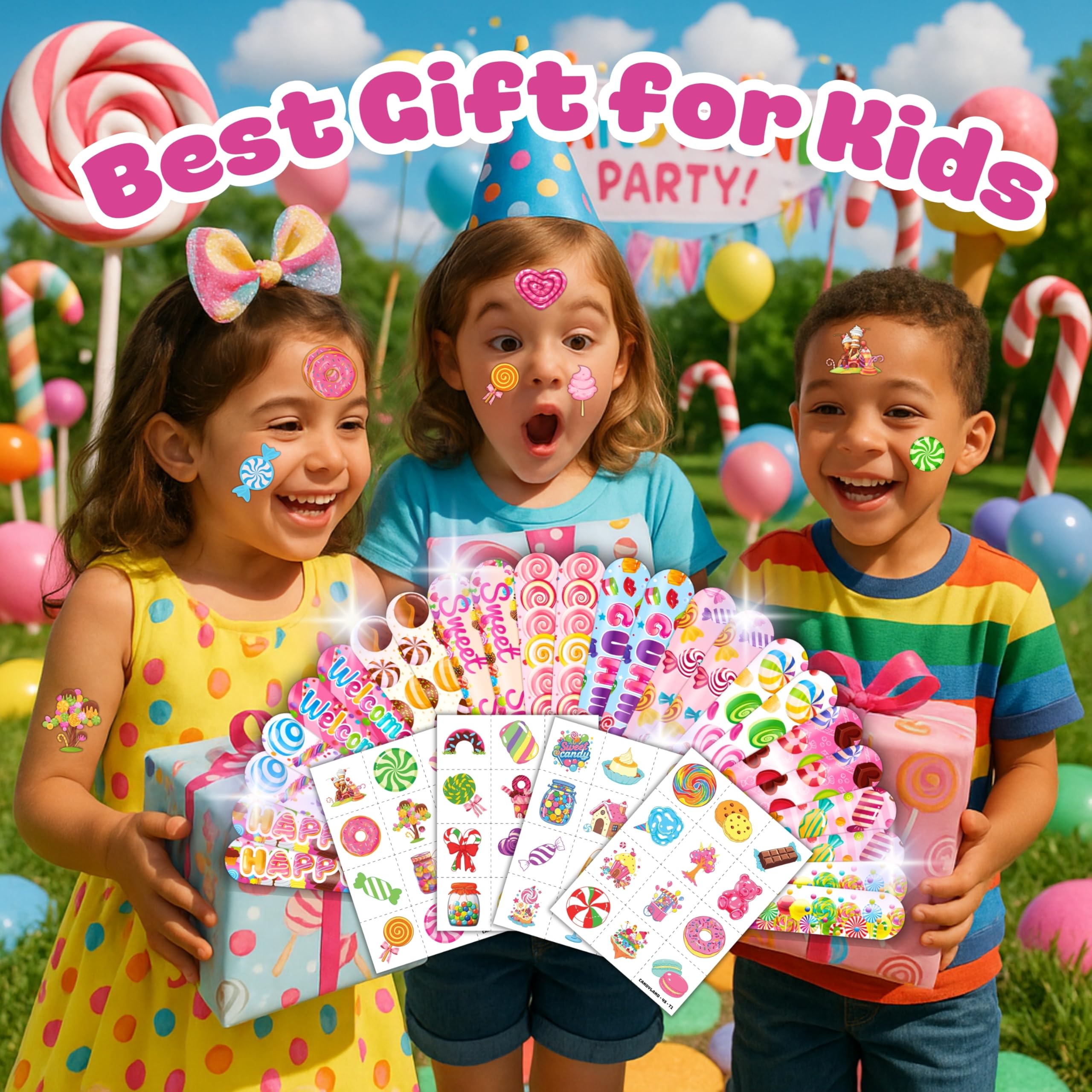 Cherisnowy Candyland tatuajes temporales pre-cortados listos para aplicar