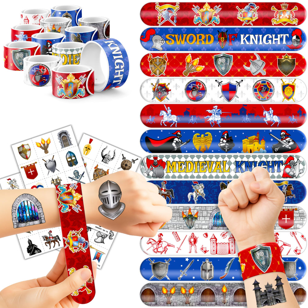 Cherisnowy set medieval caballeros, tatuajes para fiestas temáticas divertidas.