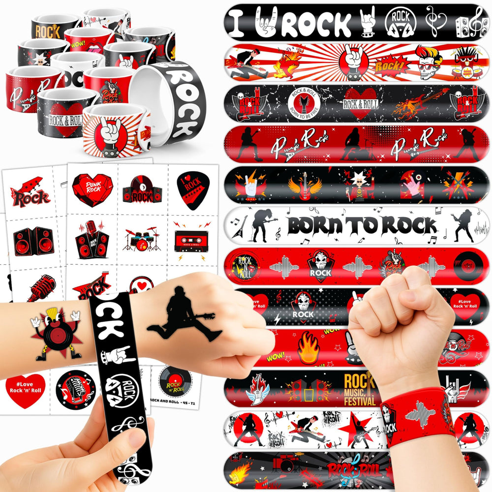 Cherisnowy tatuajes temporales rock y roll para fiestas coloridas