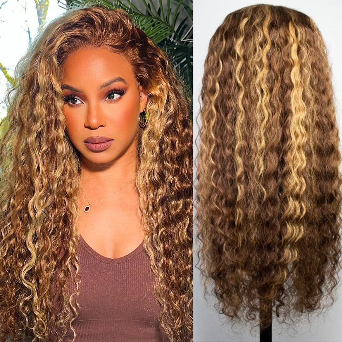 Chesma 28-inch highlight ombre wig front view showing natural lace front for daily wear.
