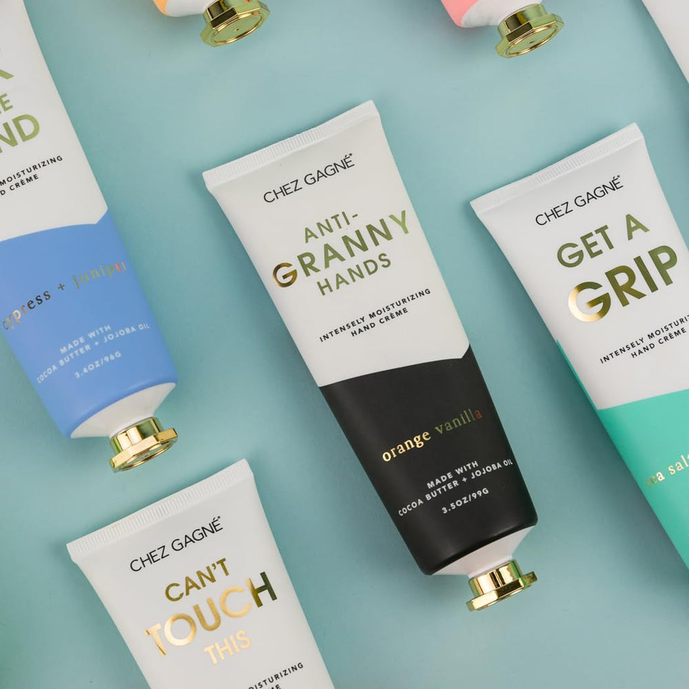 USA-made label on Chez Gagné hand cream bottle.