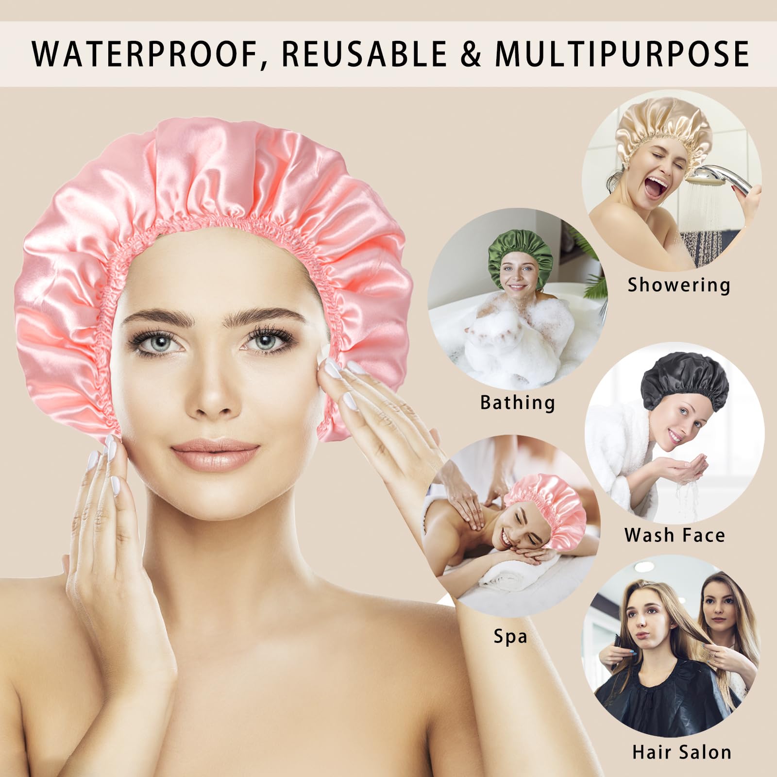 CHFONG double-layer cap keeps hair dry during showers and baths