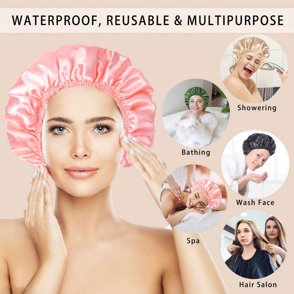 CHFONG double-layer cap keeps hair dry during showers and baths