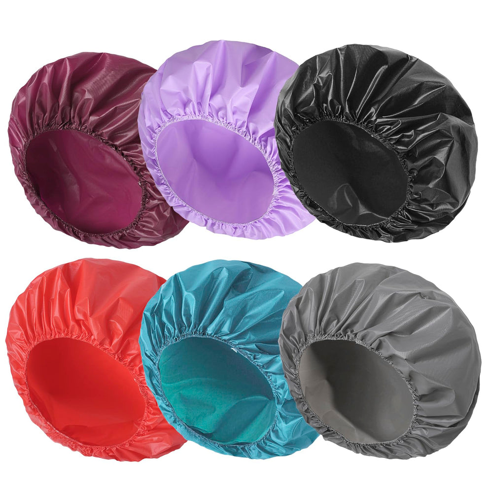 CHFONG double-side waterproof shower cap in black offers a secure fit for daily showers.