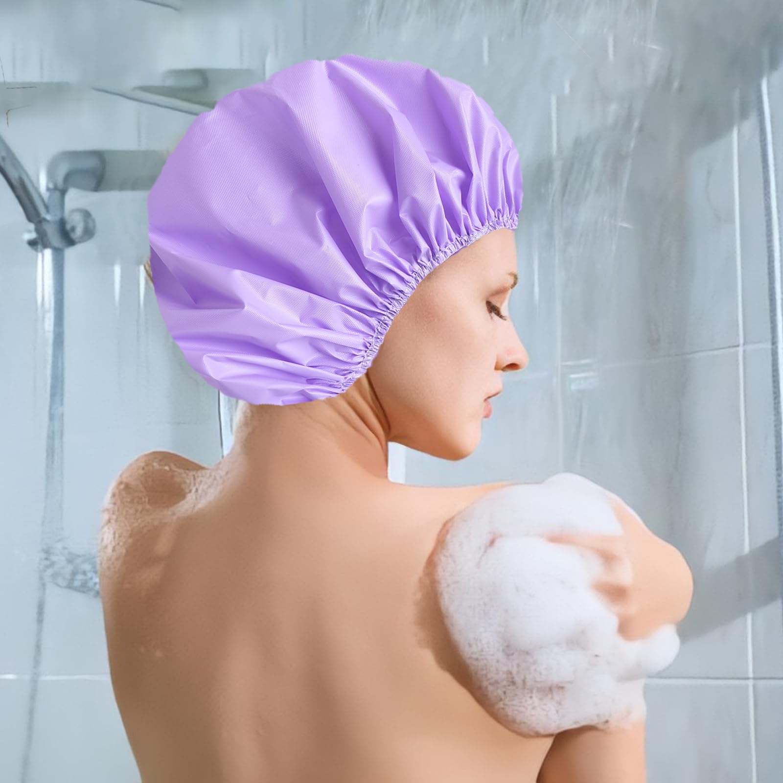 CHFONG gray shower cap adapts to many hairstyles with a comfortable, snug fit.