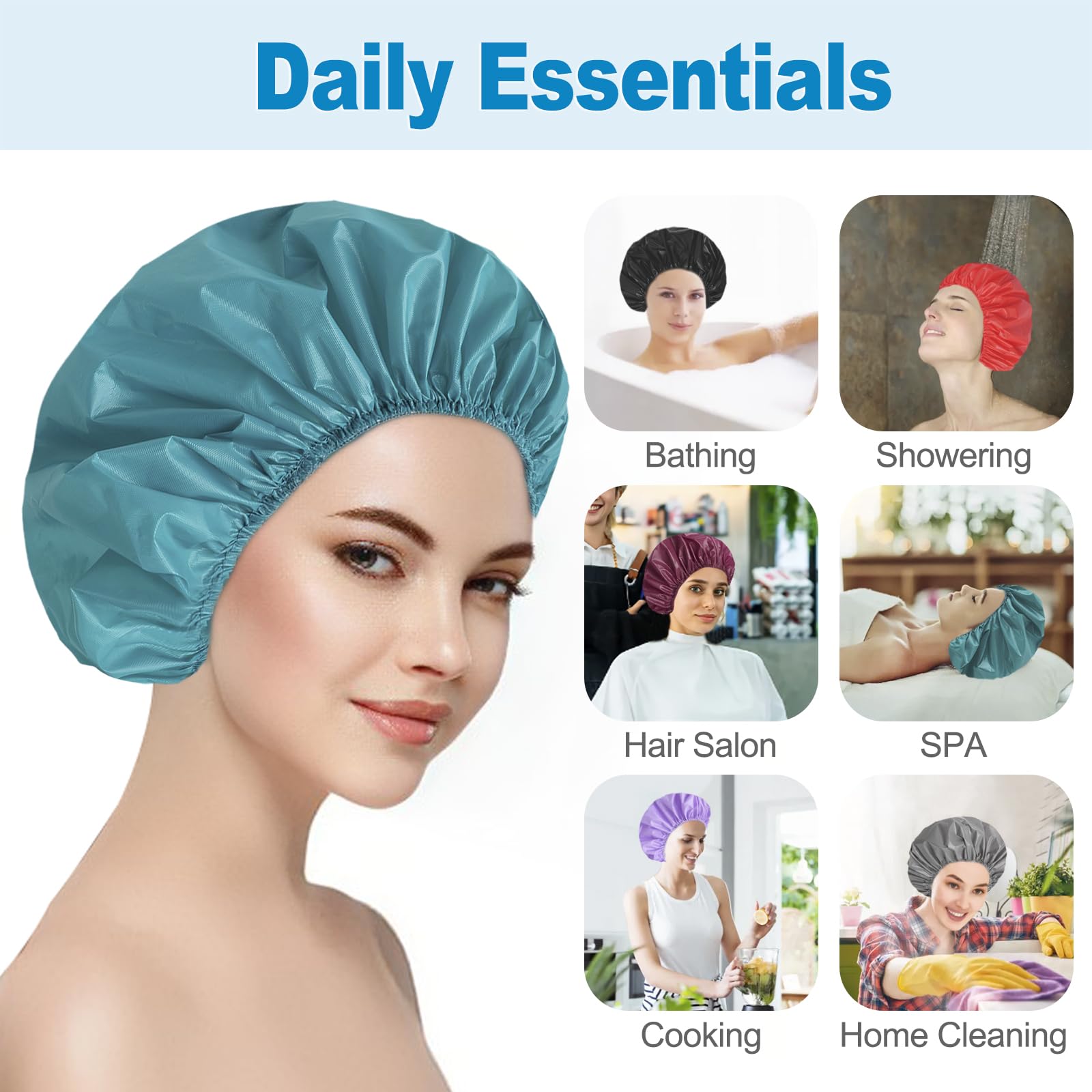 CHFONG plum shower cap with elastic band keeps hair dry during bathing.