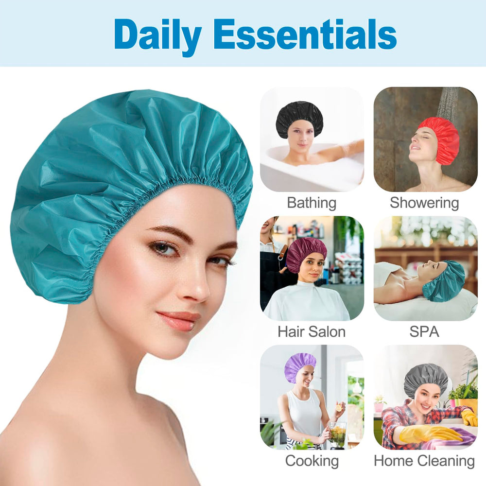 CHFONG plum shower cap with elastic band keeps hair dry during bathing.