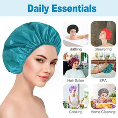 CHFONG plum shower cap with elastic band keeps hair dry during bathing.