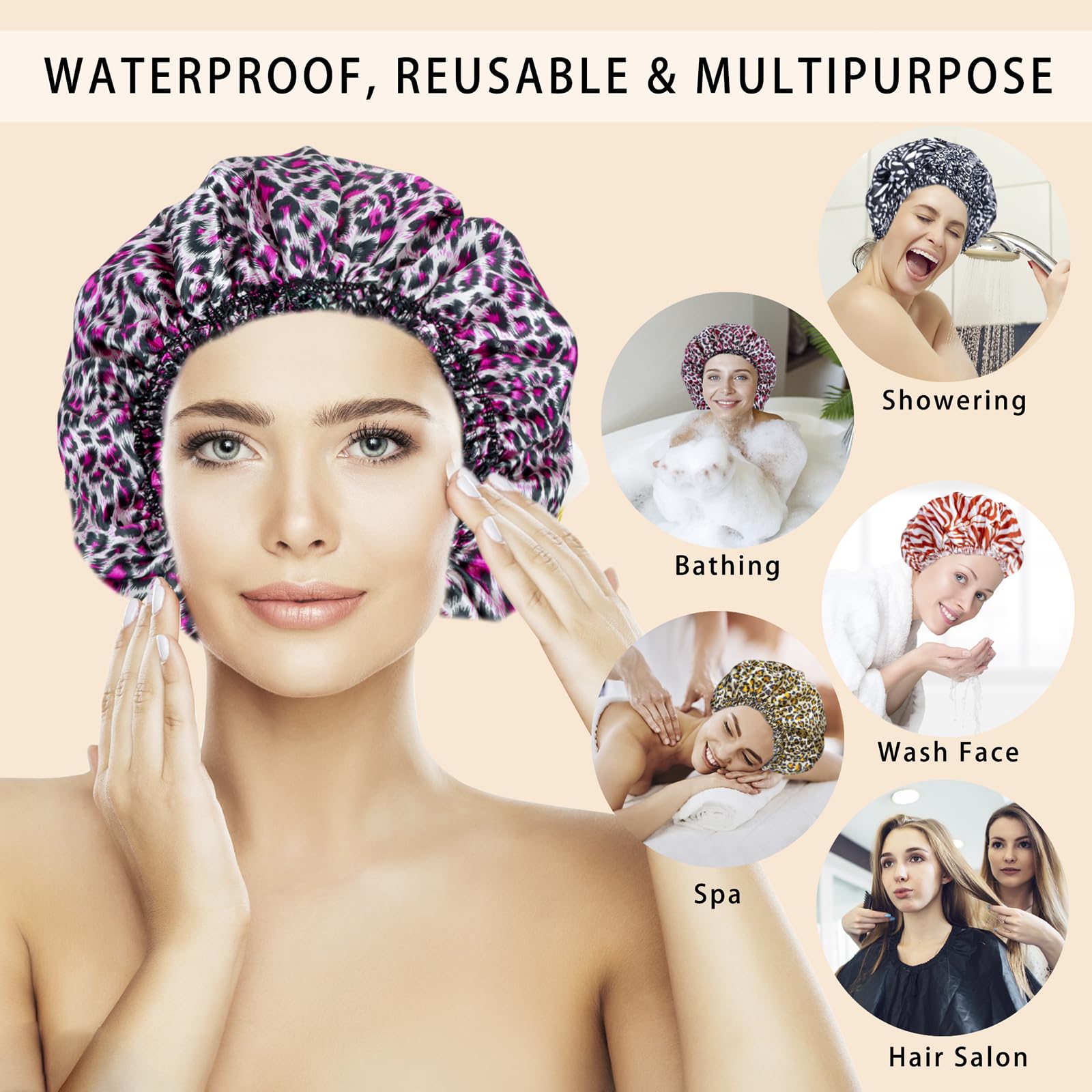 CHFONG four-piece shower cap pattern-2 comfortable, fashion-forward bath cap