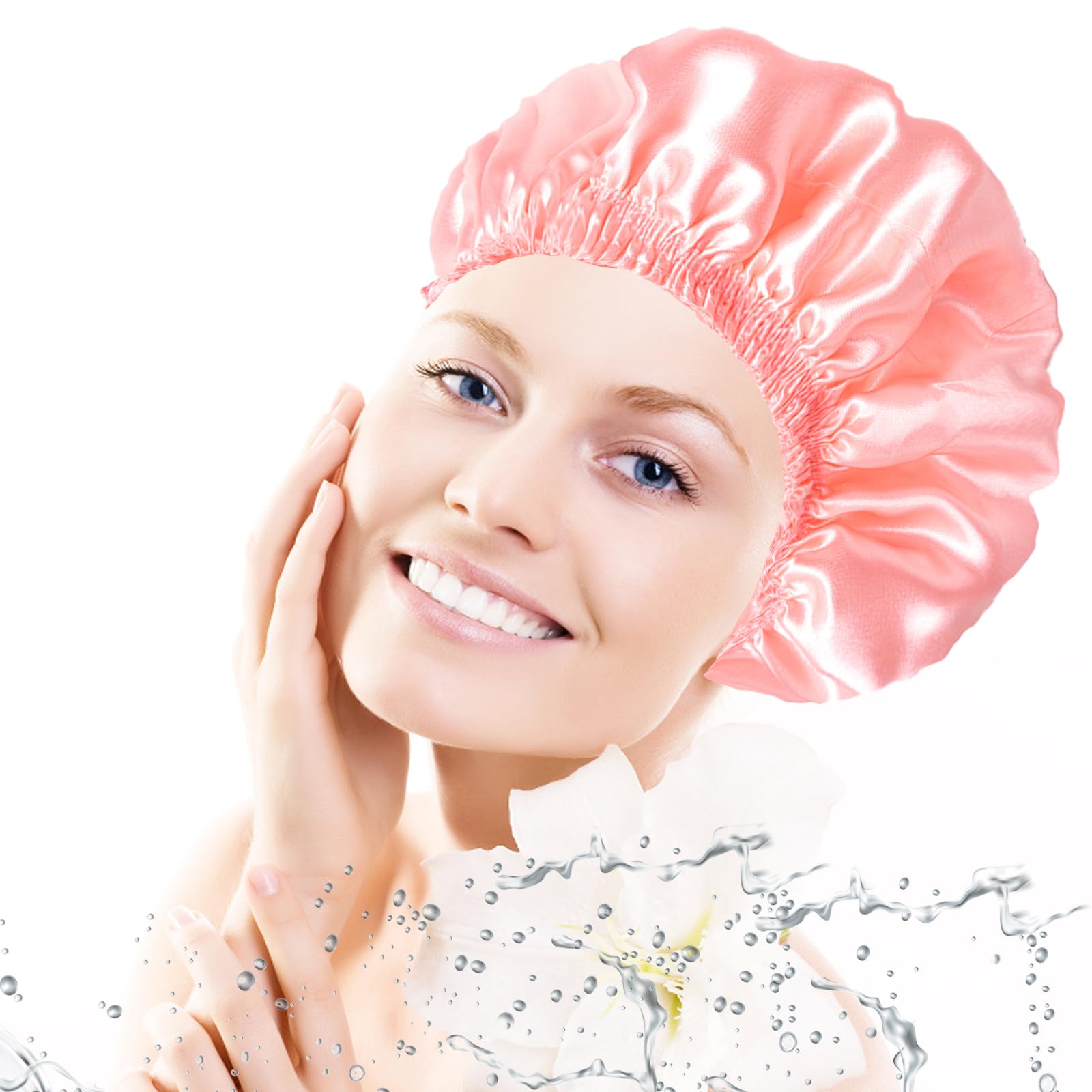 CHFONG waterproof bath cap keeps moisture out and hair nicely tucked