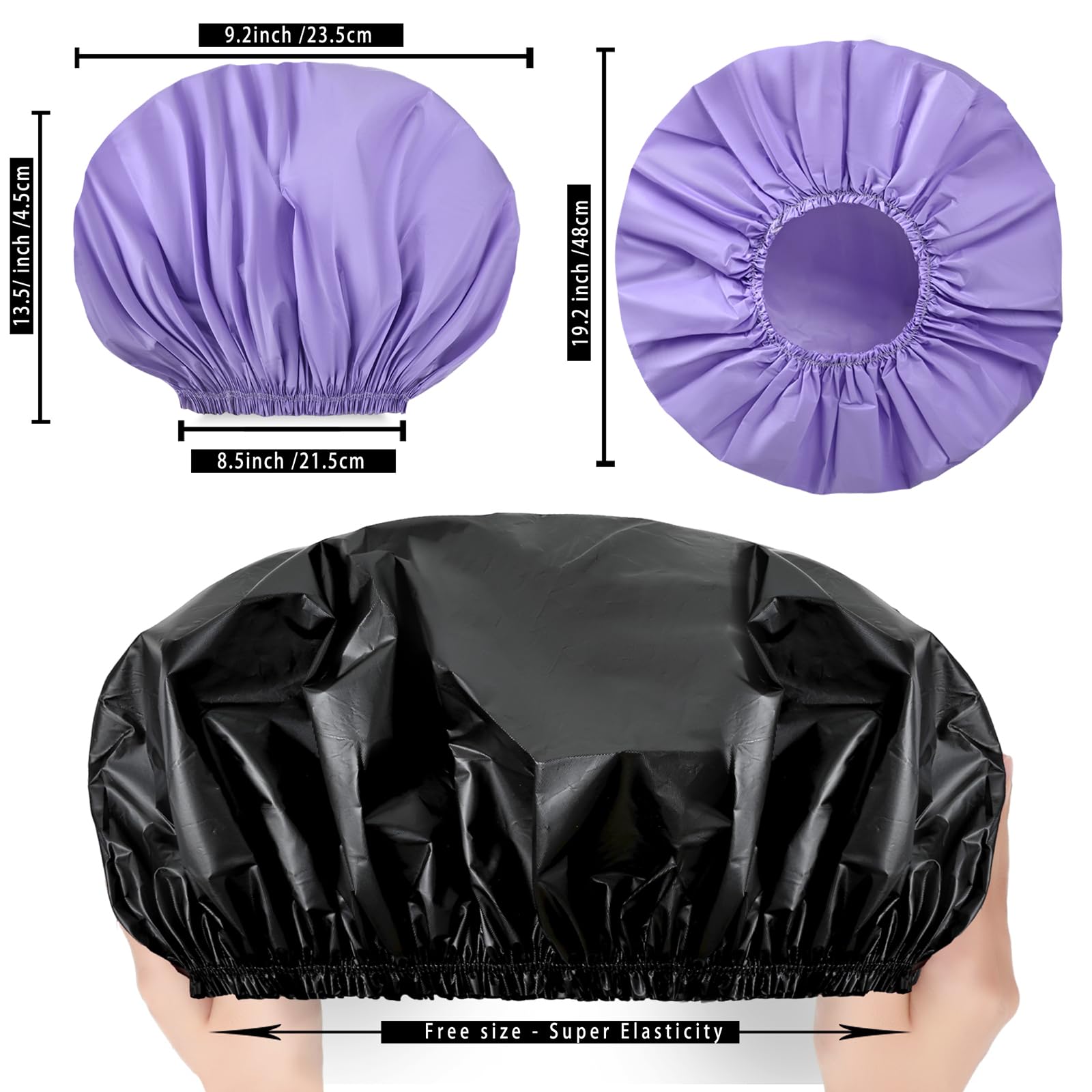 CHFONG jumbo shower cap uses PEVA waterproof material to keep hair dry.