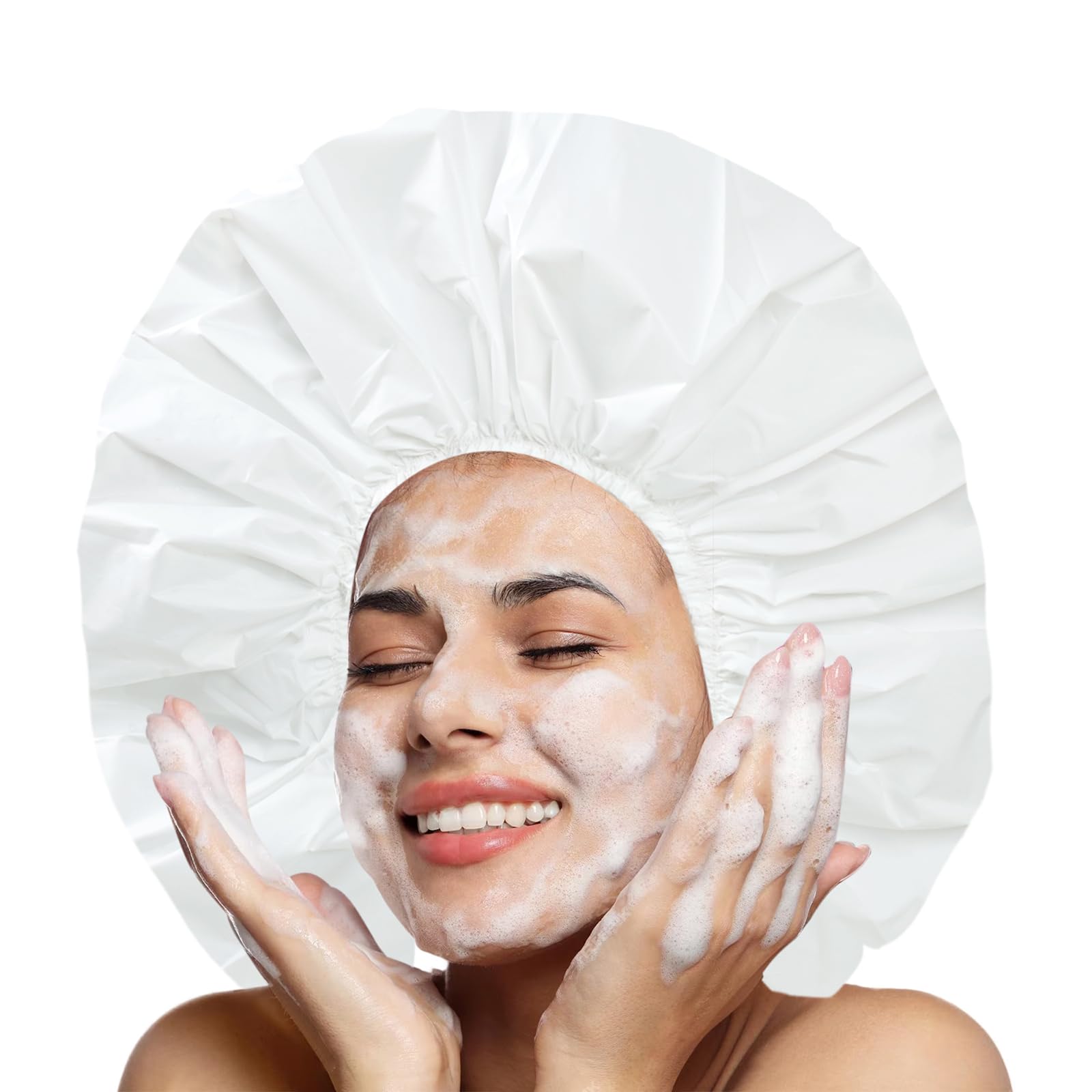 CHFONG PEVA waterproof shower cap with elastic band keeps long hair dry