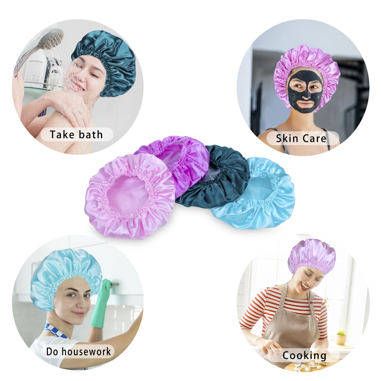 CHFONG shower cap protects hair during cooking and cleaning tasks