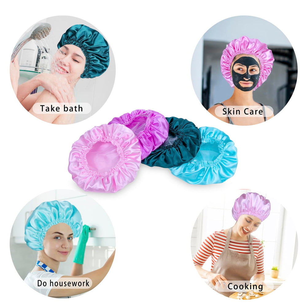 CHFONG shower cap protects hair during cooking and cleaning tasks