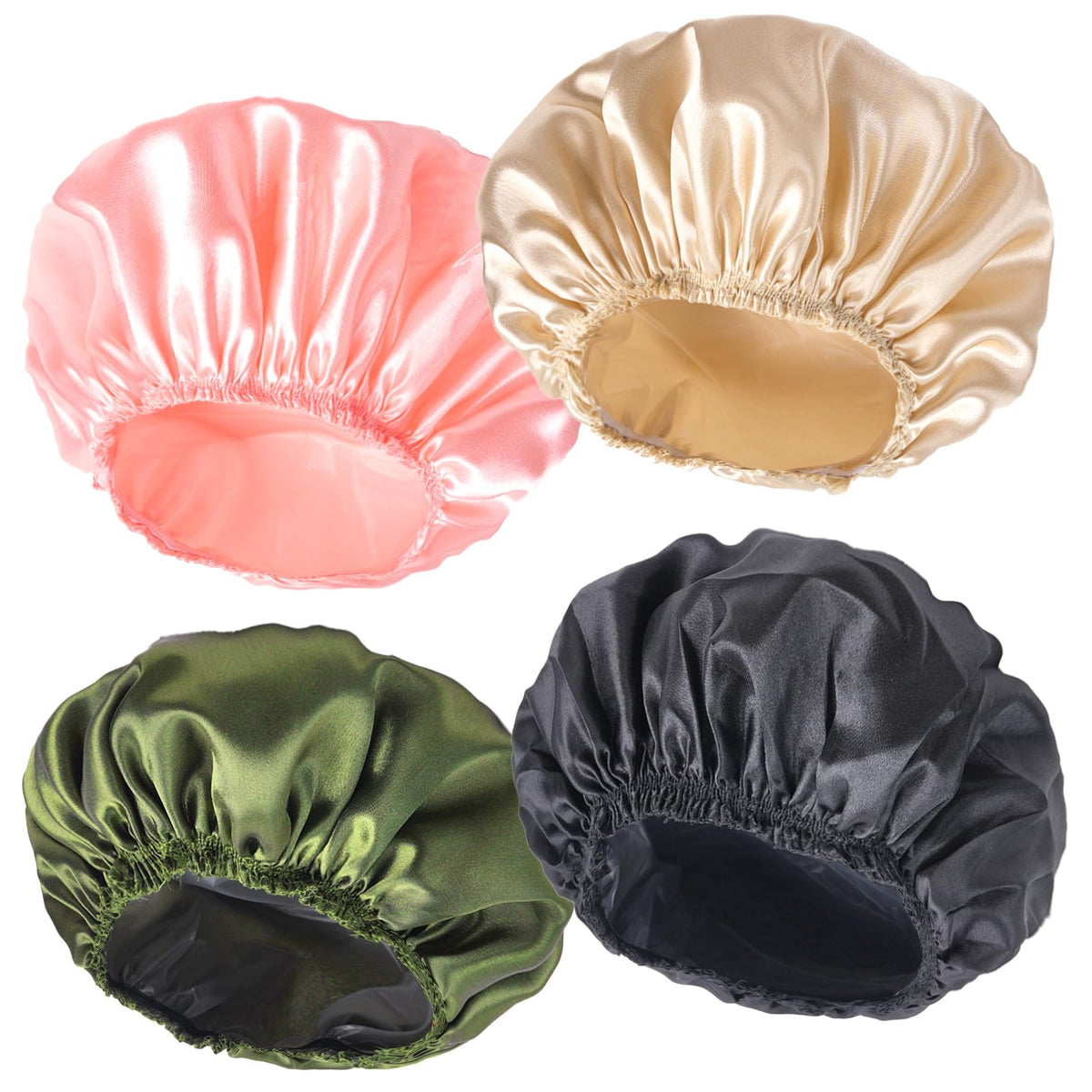 CHFONG four-piece shower cap set; waterproof protection and comfortable fit