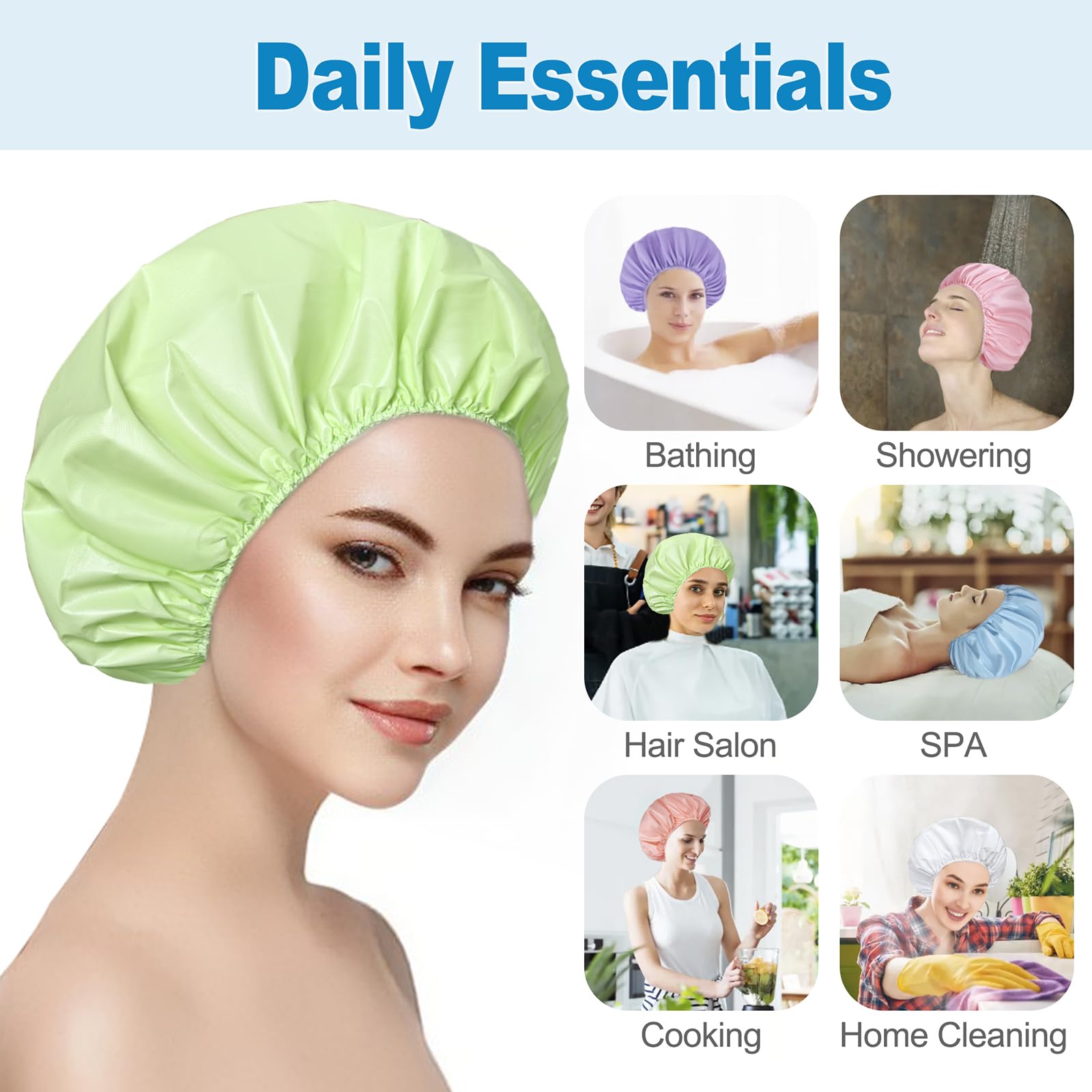 CHFONG waterproof elastic bathing cap in candy colors for spa and bath.