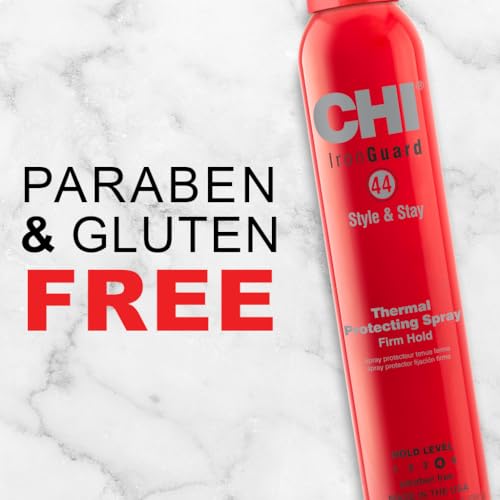 CHI 44 Iron Guard aerosol protege contra el calor para peinados duraderos.