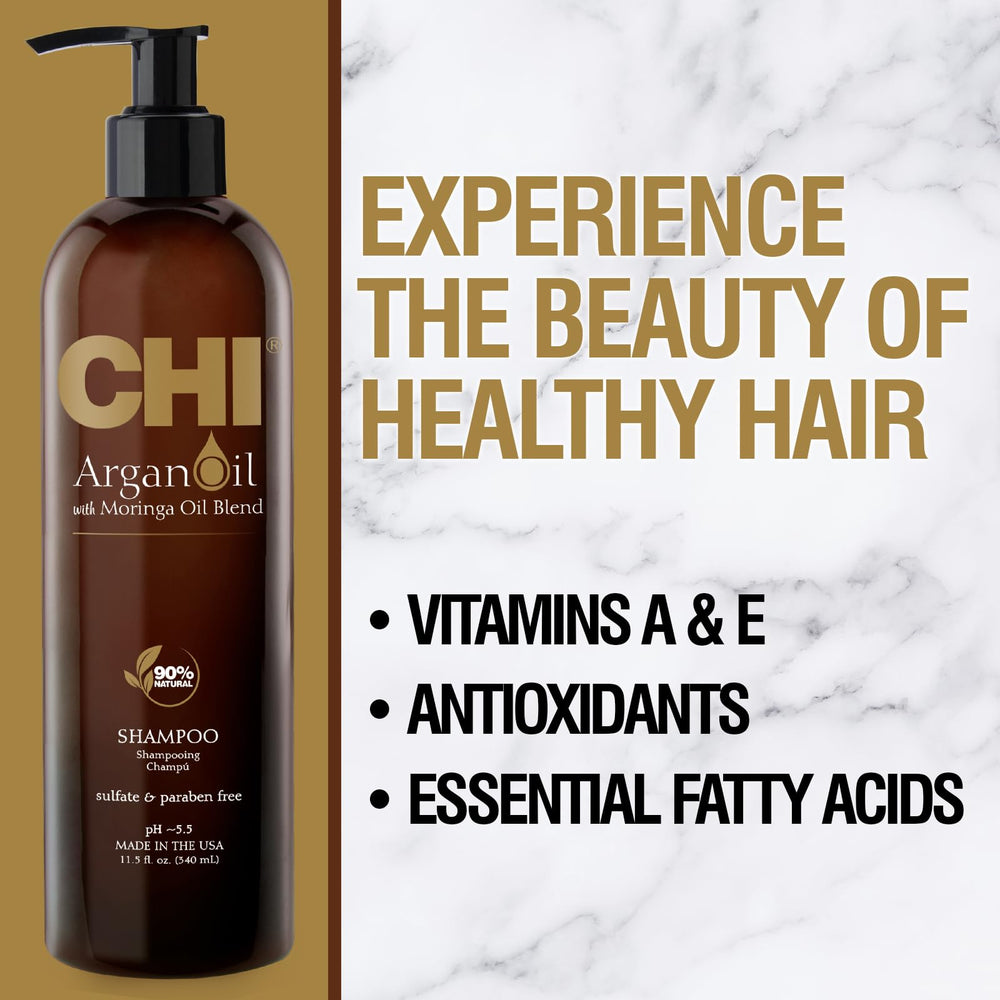 CHI Champú Aceite de Argán, textura cremosa visible para una experiencia de lavado agradable.
