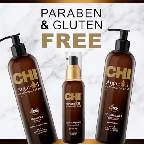CHI Argan Oil Conditioner bottle enhances shine and frizz control