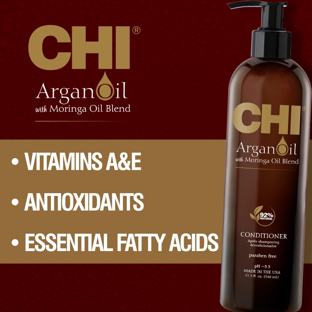 CHI Argan Oil Conditioner: fórmula sin sulfatos para uso diario sin irritaciones.
