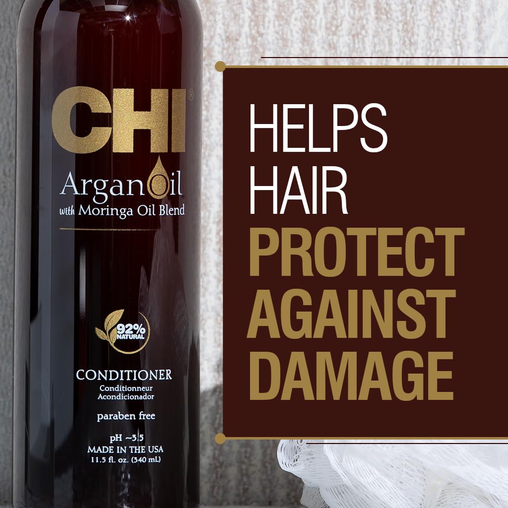 CHI Argan Oil Conditioner: textura satinada que facilita peinado y reduce frizz.