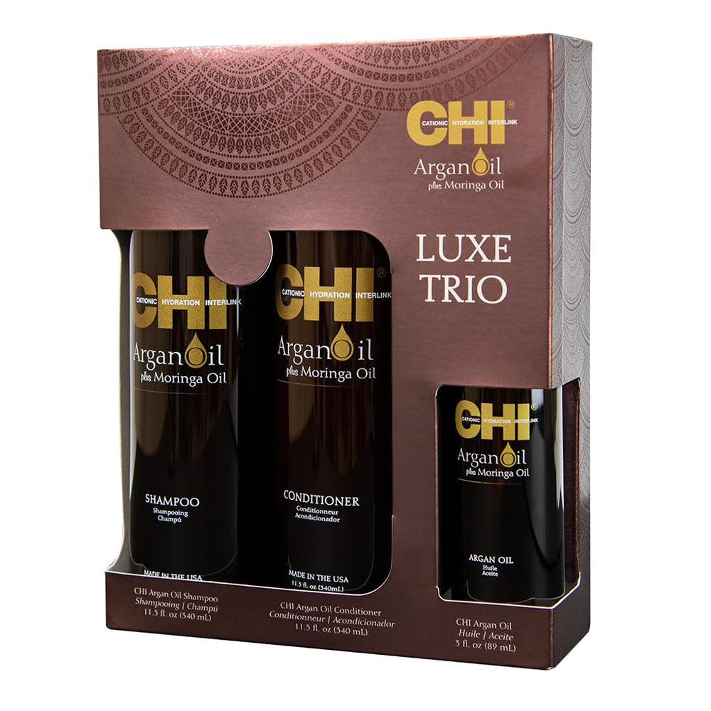 CHI Argan Oil Moringa Oil hero bottle signals deep nourishment and shine