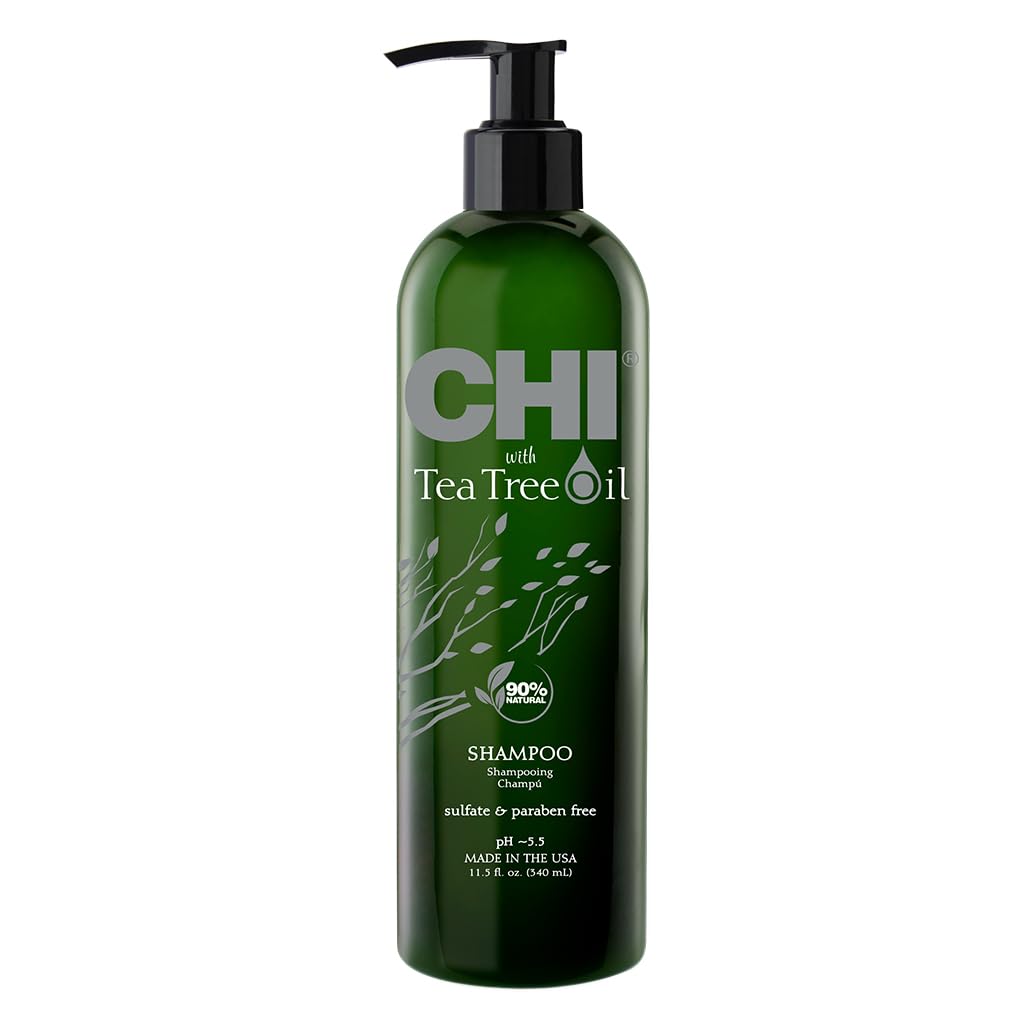 CHI Champú Árbol de Té: botella lista para limpieza suave y fortalecimiento capilar.