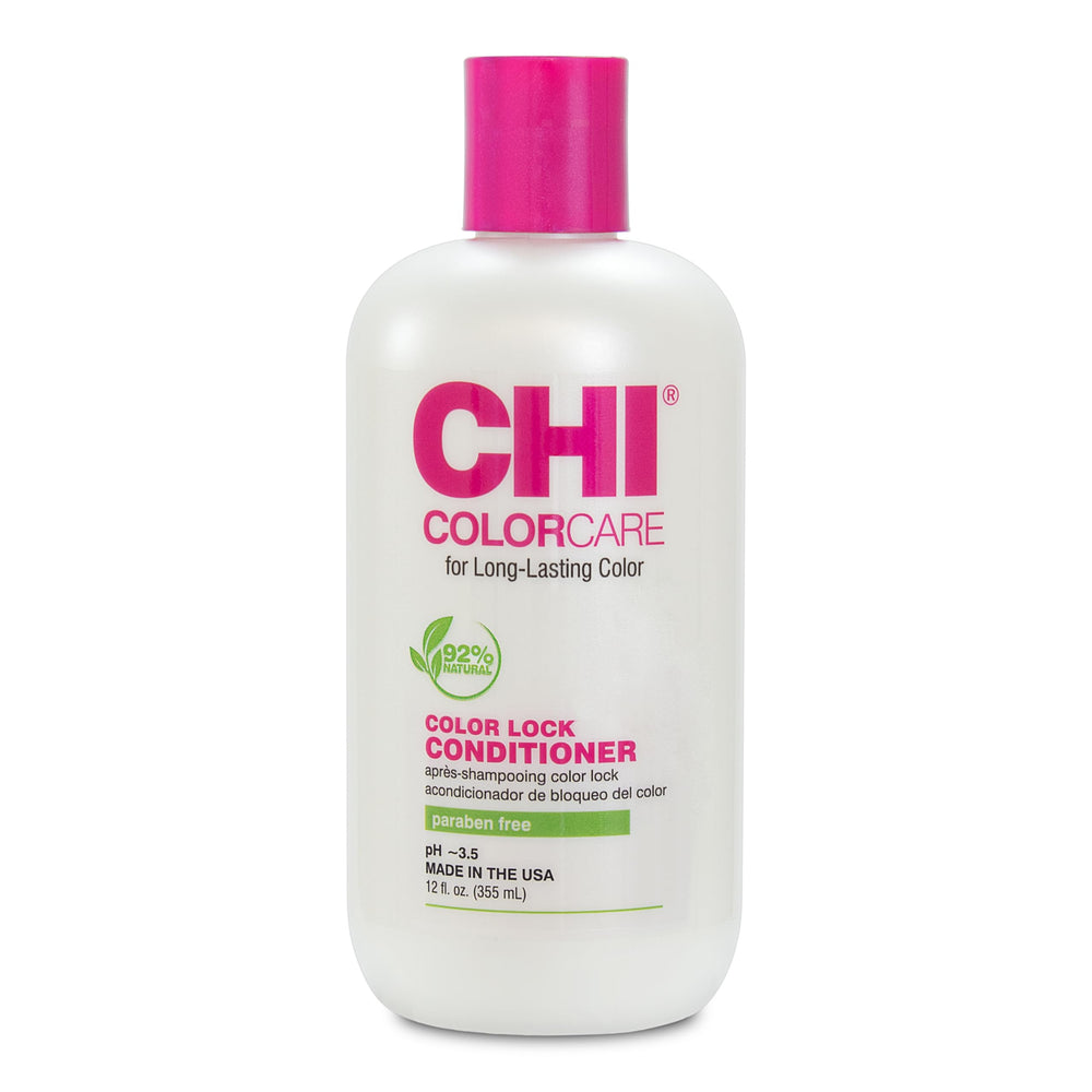 CHI ColorCare Color Lock Conditioner: botella visible y color teñido protegido