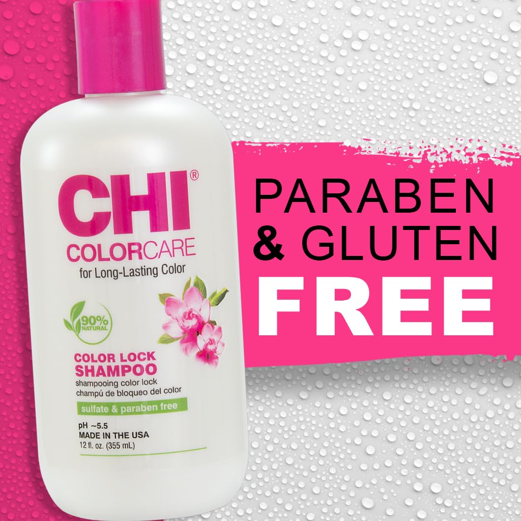 CHI ColorCare Color Lock Shampoo, protección contra decoloración para cabello teñido.