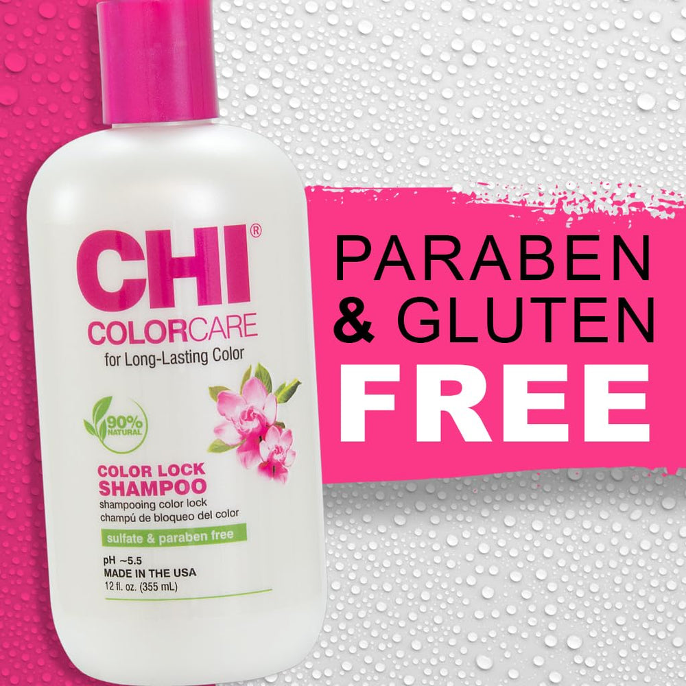 CHI ColorCare Color Lock Shampoo, protección contra decoloración para cabello teñido.