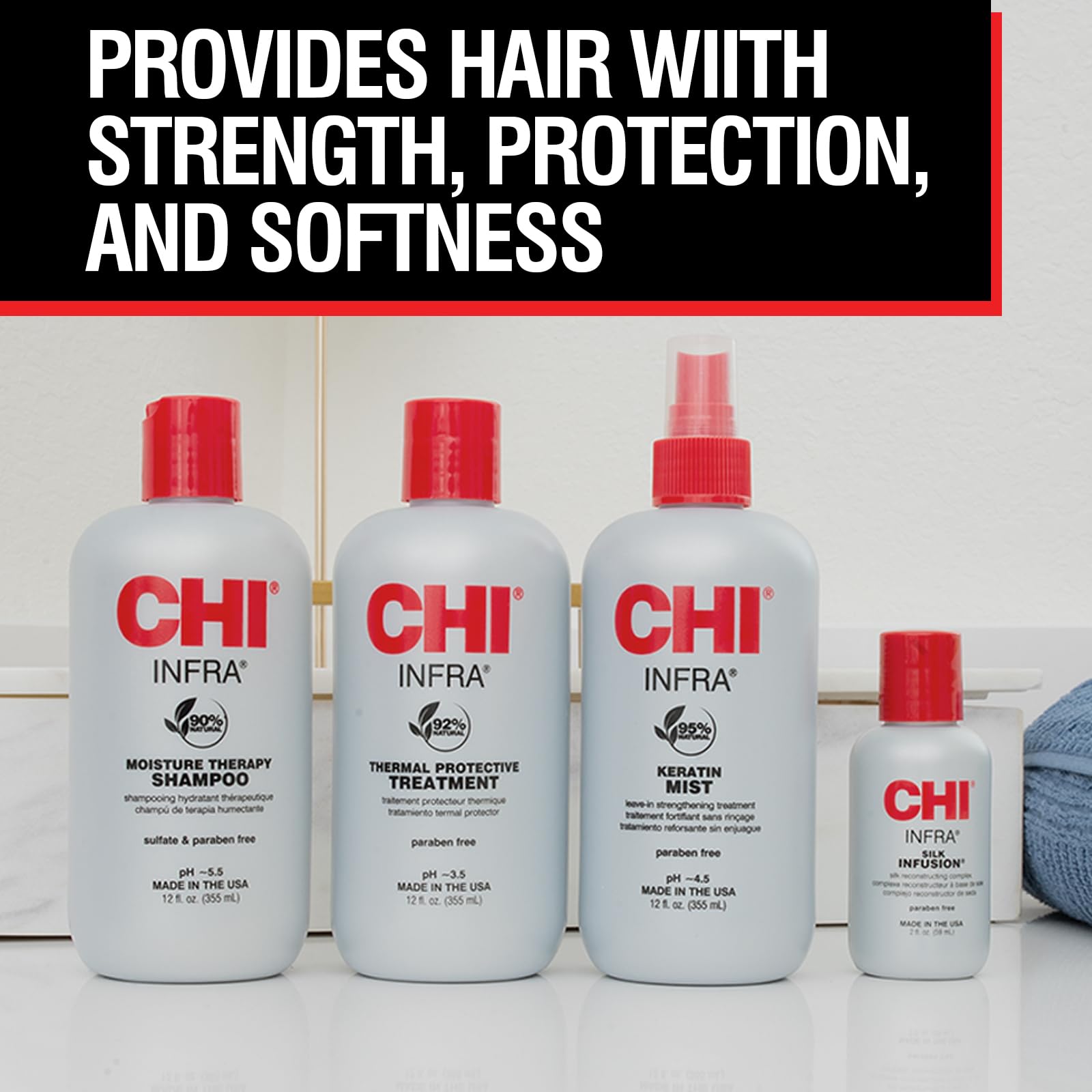 CHI cruelty-free emblem on packaging signals ethical haircare.